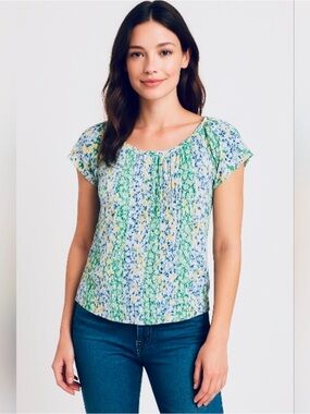Faith & Zoe Green and Yellow Floral Blouse